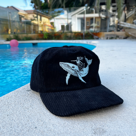 Whale Black Corduroy Cap